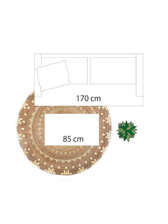 Atmosphera Round Summer Wicker Rug Gold Diameter 115cm