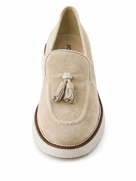 Suede Women's Loafers in Beige Color