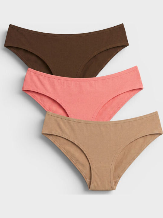 Women's Briefs 3Pack Brown-Tan-Pink