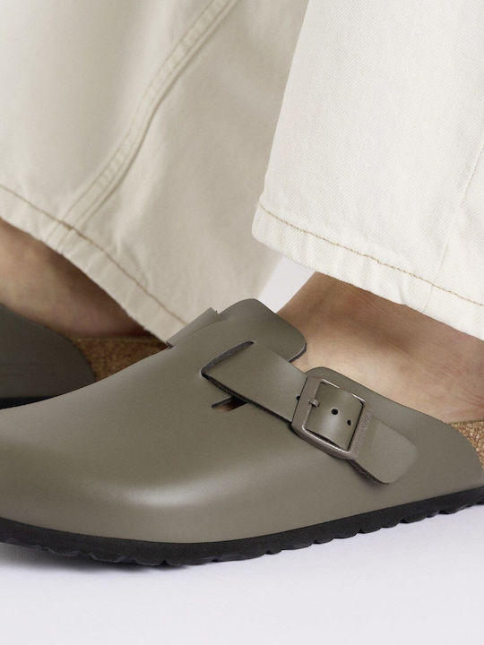 Birkenstock Boston Мъжки кожени сандали Сив