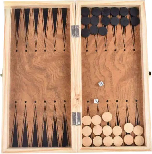 Backgammon/Șah Din Lemn Cu Pioni Pentru Backgammon Și Pioni De Șah 40x40cm