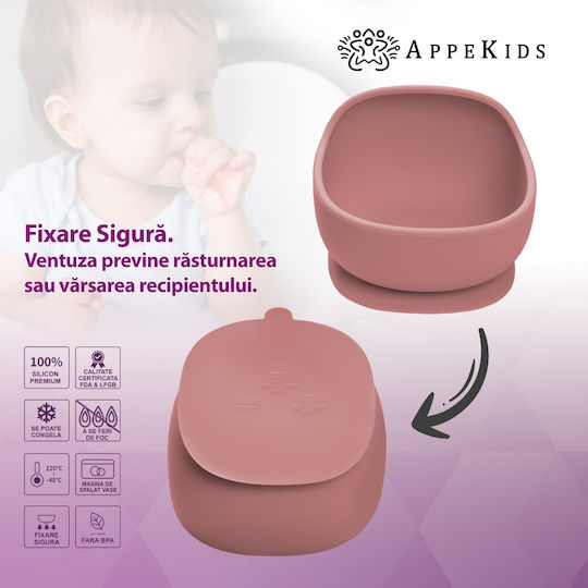 AppeKids Детска Купа За Храна От Силикон Розова