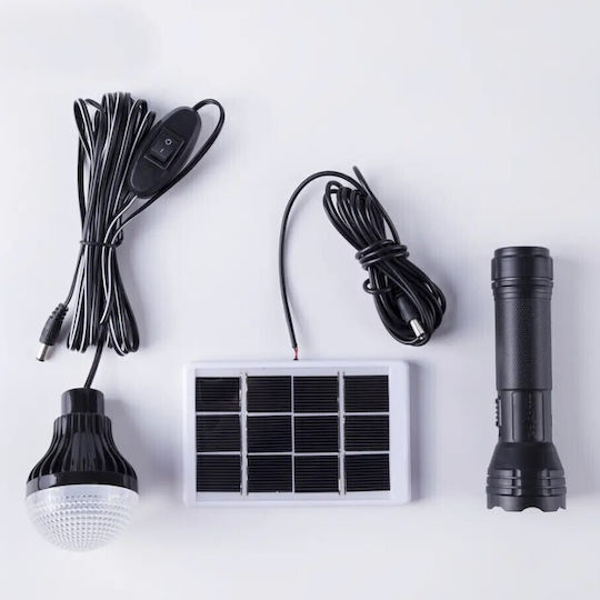 Solar LED Camping Lamp with Flashlight 3W Black