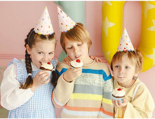 Party Hats Beige Multicolor Confetti 6 pcs