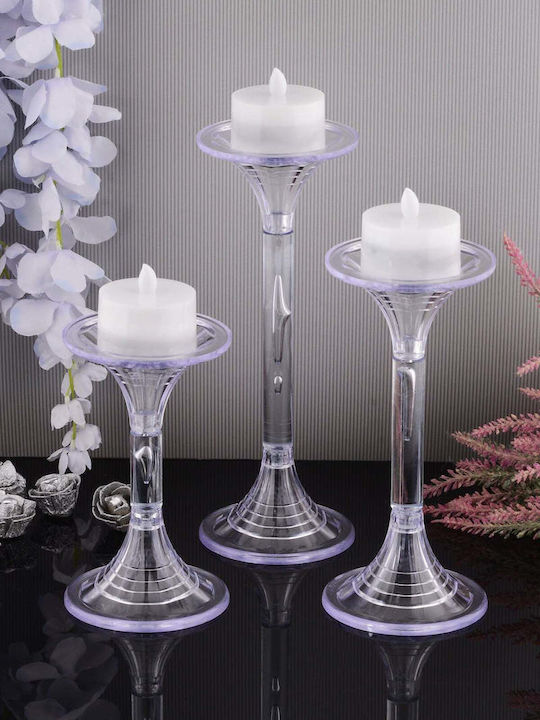 SteweHome Set of Orange Candle Holders 3 Pieces