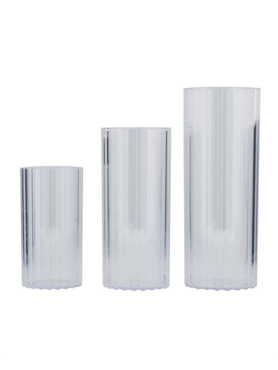 SteweHome Set of Glass Candle Holders in Orange Colour 3 Pieces