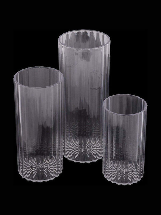 SteweHome Set of Glass Candle Holders in Orange Colour 3 Pieces
