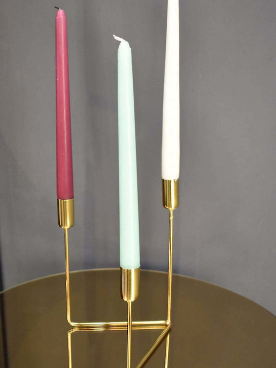 SteweHome Set Of Metal Candle Holders In Gold Colour 3 Pieces