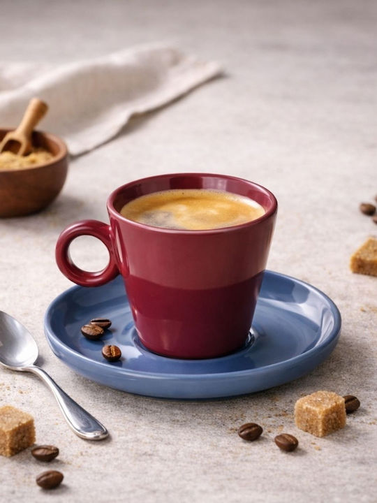 Estia Cream Σετ Φλιτζάνια Cappuccino από Πορσελάνη Κόκκινα 200ml 6τμχ