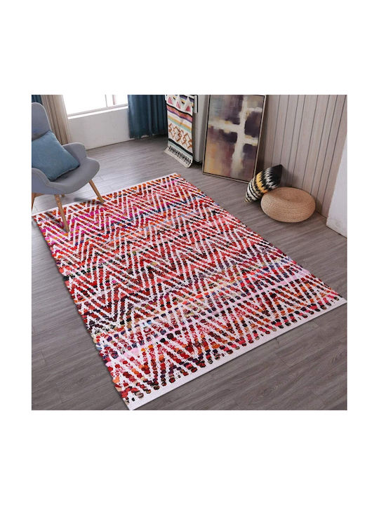 Gifiie Χειροποίητο Χαλί Ορθογώνιο από Γιούτα White Red 60x90cm