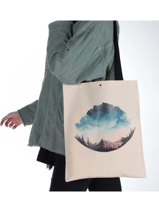 Enpapa Beige Fabric Design Shopping Bag 35x40 Cm