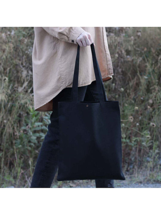 Enpapa Black Fabric Shopping Bag Extra Thick Button Type Sitsits Black 35x40 Cm