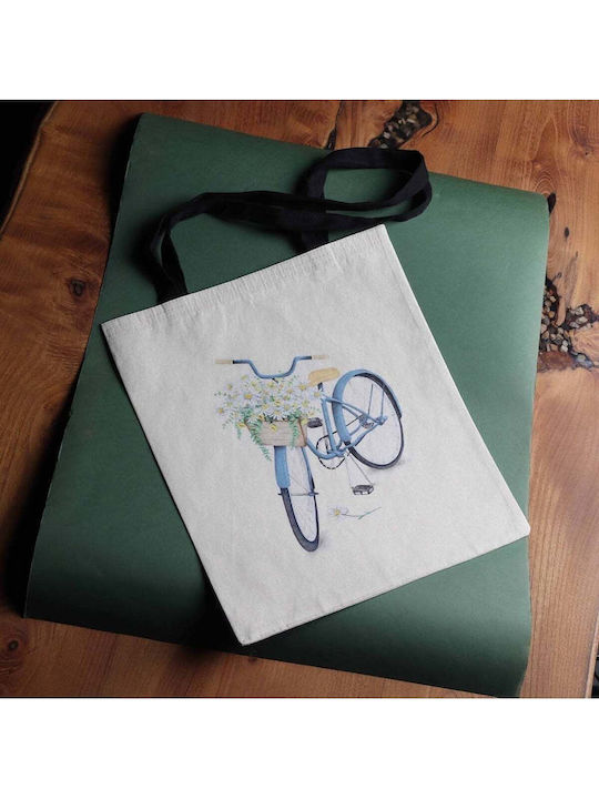 Enpapa Fabric Shopping Bag Bicycle Design Beige 35x40 Cm