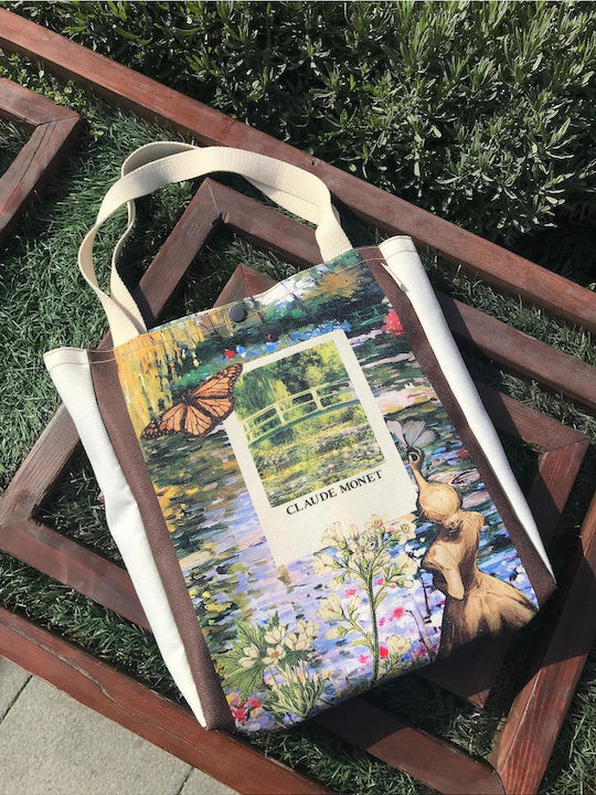 Enpapa Fabric Canvas Shopping Bag Metal Fastenings 40x9x37 Cm