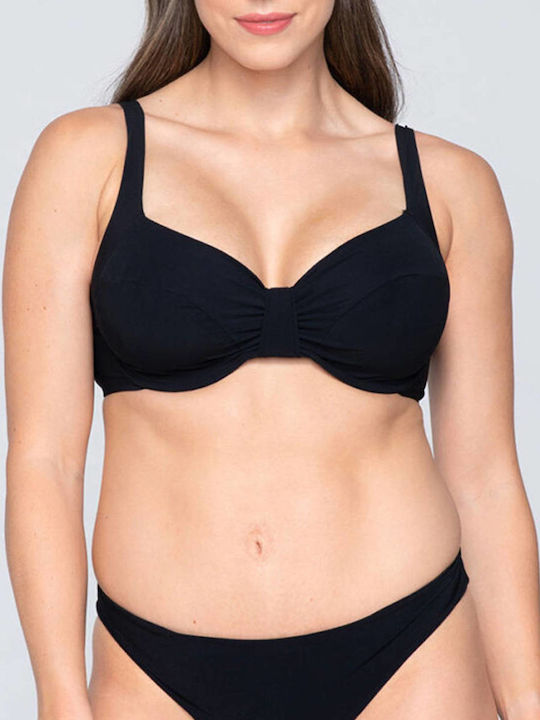 Underwire Bikini Bra Blue Sense with Adjustable Straps Black
