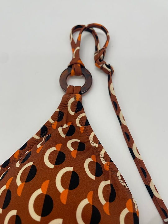 Triangle Bikini Top 9- with Adjustable Straps Brown Polka Dot