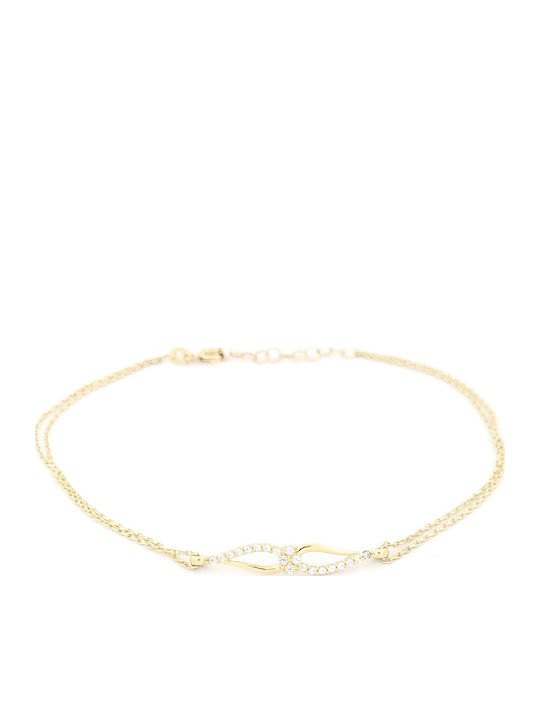 9K Gold Anklet with Zircon 21cm
