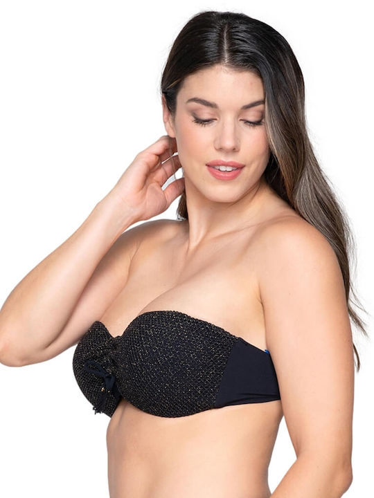 Padded Underwire Strapless Bikini with Detachable Straps Black