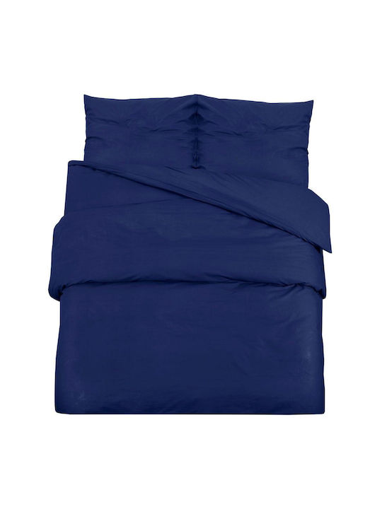 vidaXL Duvet Cover Set Cotton Single with Pillowcase 140x200 Navy Blue