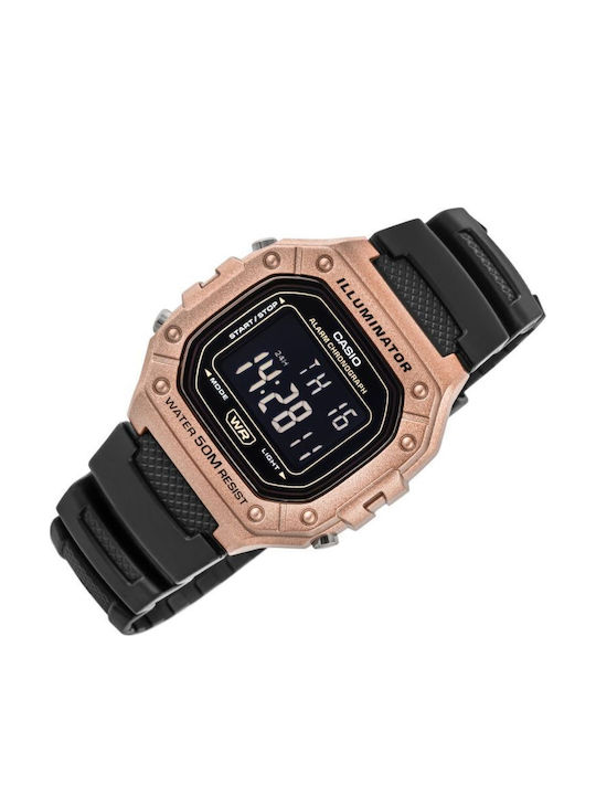 Casio Digital Herrenuhr 43mm Batterie mit Schwarz Gummi Armband