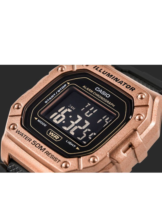 Casio Digital Herrenuhr 43mm Batterie mit Schwarz Gummi Armband