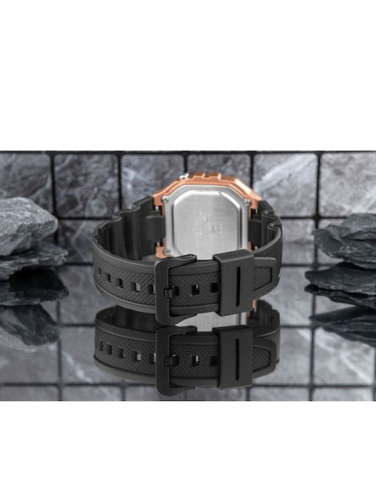 Casio Digital Herrenuhr 43mm Batterie mit Schwarz Gummi Armband