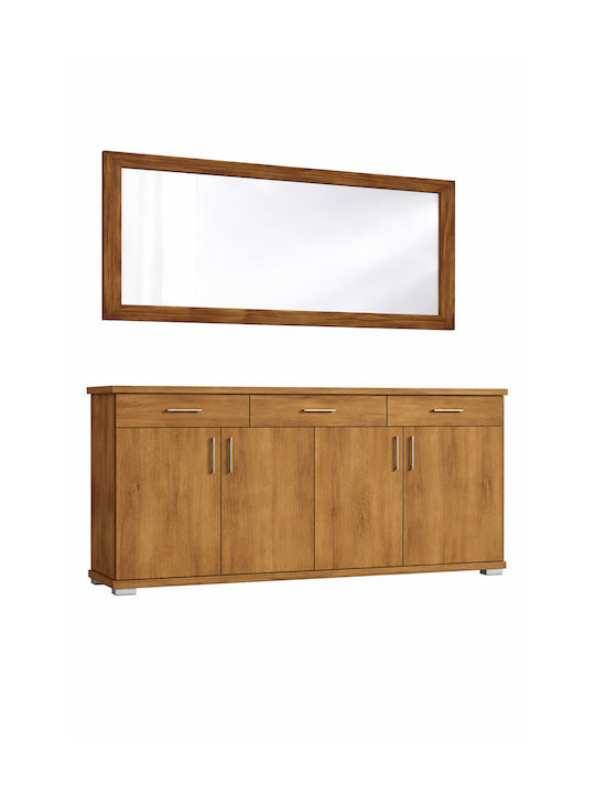 Wooden Sideboard with Mirror Walnut 180x50x80cm