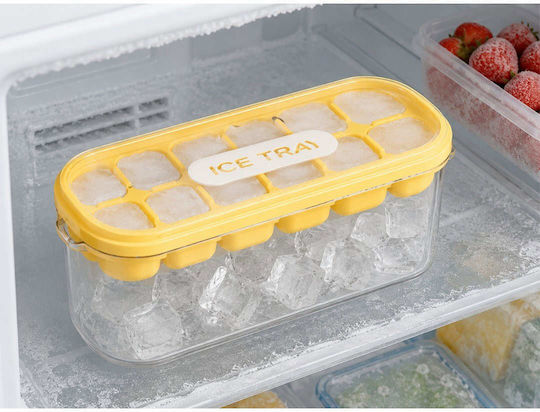 Verk Group Ice Cube Mold Cube from Silicone with Lid Yellow
