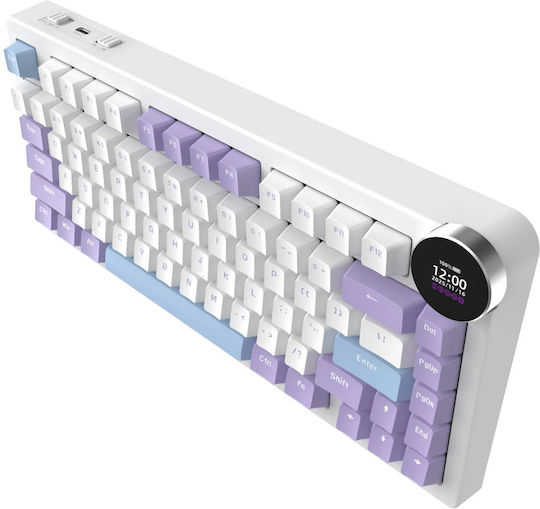 Ajazz AK820 V2 Wireless Gaming Mechanical Keyboard 75% with RGB Lighting (English US) White / Purple