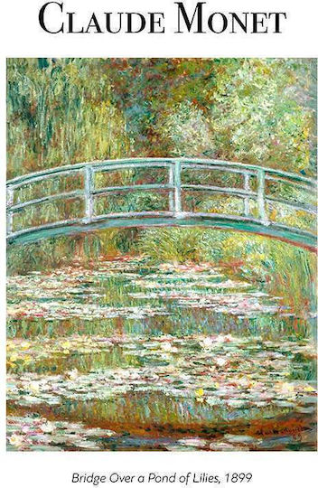Poster Claude Monet Bridge Over A Pond Lilies Art103 40cm X 50cm Black Wooden Frame