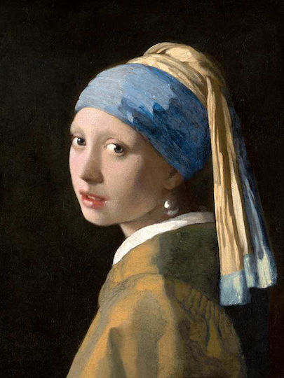 Poster Johannes Vermeer Girl Pearl Earring Art022 40cm X 50cm Κορνίζα Καφέ Ξύλου 56110pd156652f63322