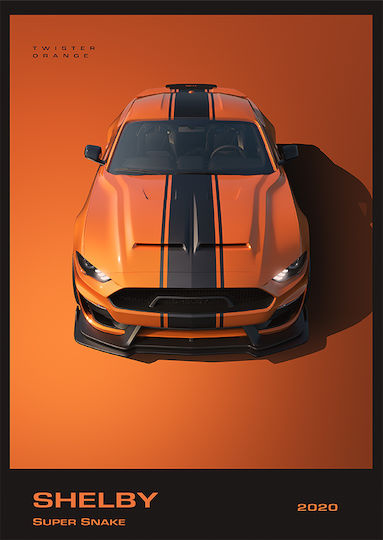 Poster Shelby Super Snake 2020 Cr006 40cm X 50cm Κορνίζα Φυσικό Ξύλου Μπεζ 62980pd156247f55316
