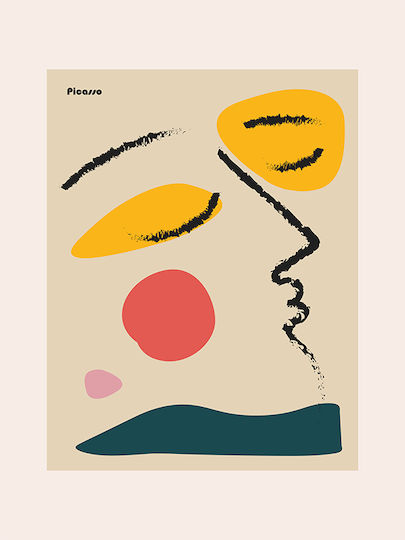 Poster Pablo Picasso Abstract Collage Art236 40cm X 50cm Κορνίζα Φυσικό Ξύλου Μπεζ 63769pd156094f55316