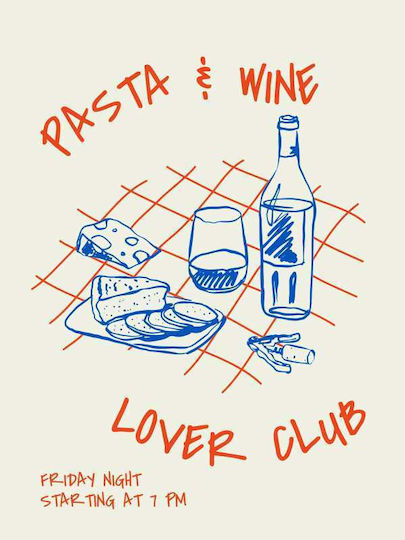 Poster Pasta & Wine Lovers Club Pst25350 40cm X 50cm Κορνίζα Καφέ Ξύλου 62185pd156351f63322