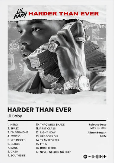 Music Poster Lil Baby Harder Than Ever Ms148 40cm X 50cm Κορνίζα Φυσικό Ξύλου Μπεζ 62422pd156292f55316