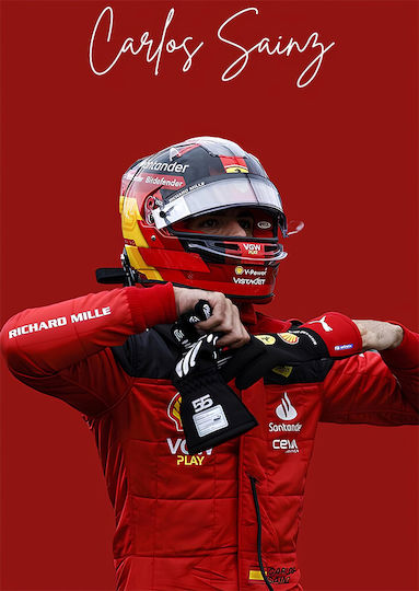 Poster Formula1 Carlos Sainz F061 40cm X 50cm Cadru Maro Din Lemn