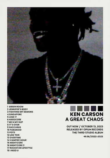 Music Poster Ken Carson A Great Chaos Ms083 40cm X 50cm Κορνίζα Καφέ Ξύλου 62393pd156310f63322