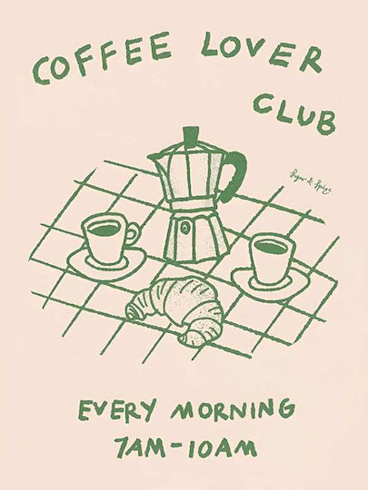 Poster Coffee Lovers Club Pst25328 40cm X 50cm Κορνίζα Καφέ Ξύλου 62118pd156357f63322