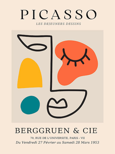 Poster Pablo Picasso Les Dejeurenes Dessins Art243 40cm X 50cm Κορνίζα Φυσικό Ξύλου Μπεζ 63773pd156088f55316
