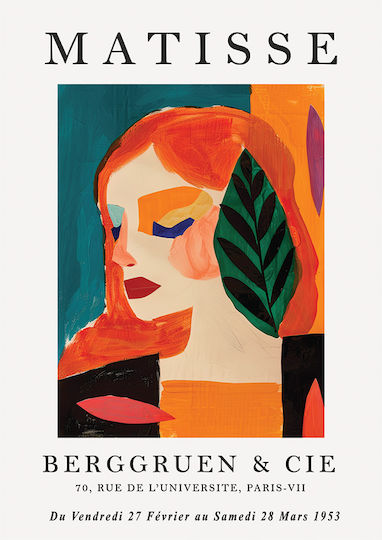 Poster Matisse Seated Woman Leaf Art304 40cm X 50cm Premium Μαύρο Ξύλινο Κάδρο-70549pd155904f55323