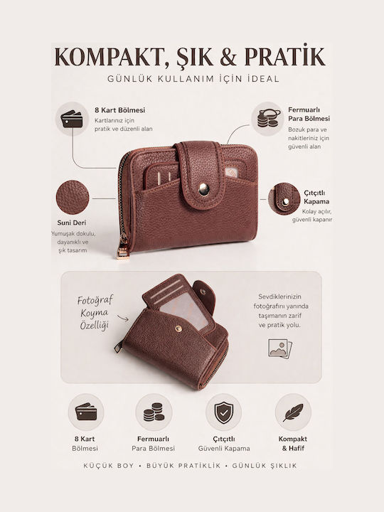 Kleines Damenbrieftasche Karten Braun