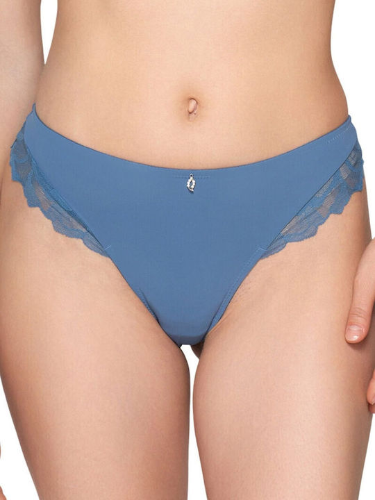Melody Femeie Brazilia cu Dantelă Blue