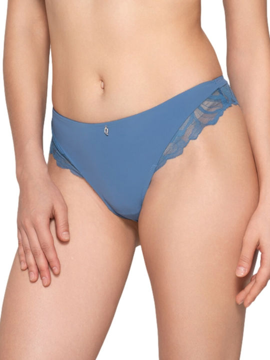 Melody Femeie Brazilia cu Dantelă Blue
