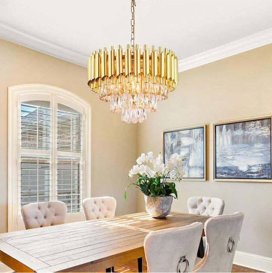 Lightplanet Verstellbare Deckenleuchte Gold mit Kristallen