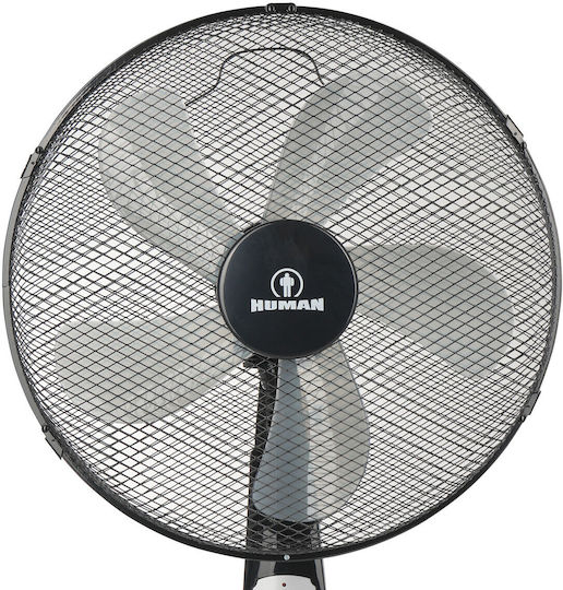 Human Pedestal Fan 50W 40cm Diameter With Remote Control Black
