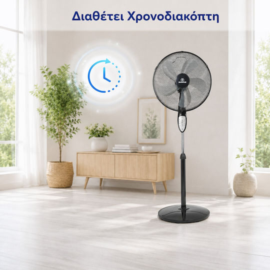Human Pedestal Fan 50W 40cm Diameter With Remote Control Black