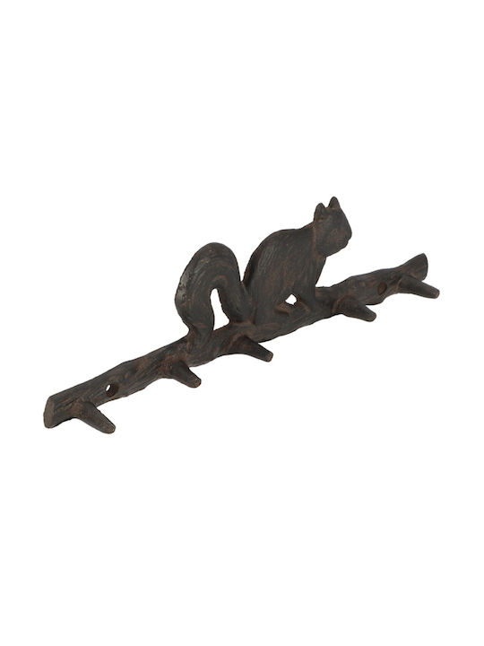 Esschert Design Κρεμάστρα Τοίχου 5 Θέσεων Καφέ 36cm