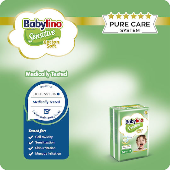 Βρεφική πάνα Babylino Sensitive No6 13-18 Kg SUPER PACK 114 τμχ – Φροντίδα για Ευαίσθητο Δέρμα