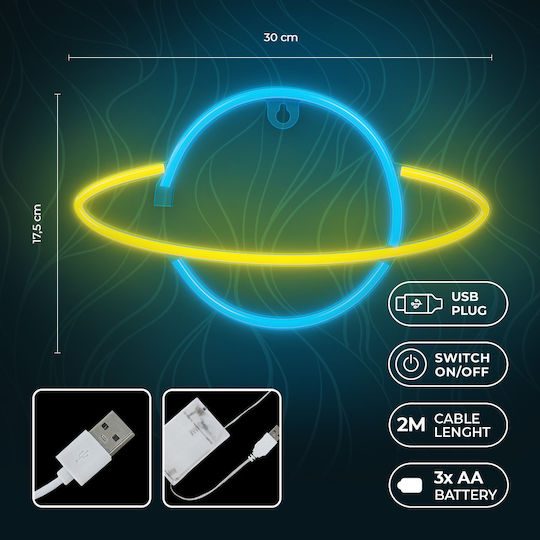 Forever Light Neon Διακοσμητικό Φωτιστικό Saturn LED 30x2x17.5εκ.