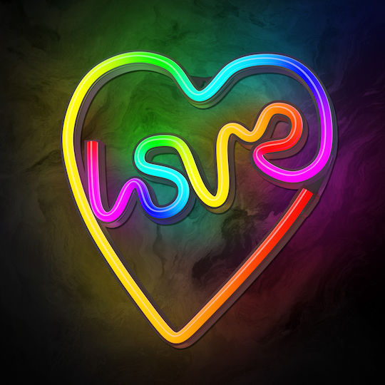 Forever Light Neon Διακοσμητικό Φωτιστικό LED RGB Love 25.5x2x28εκ.
